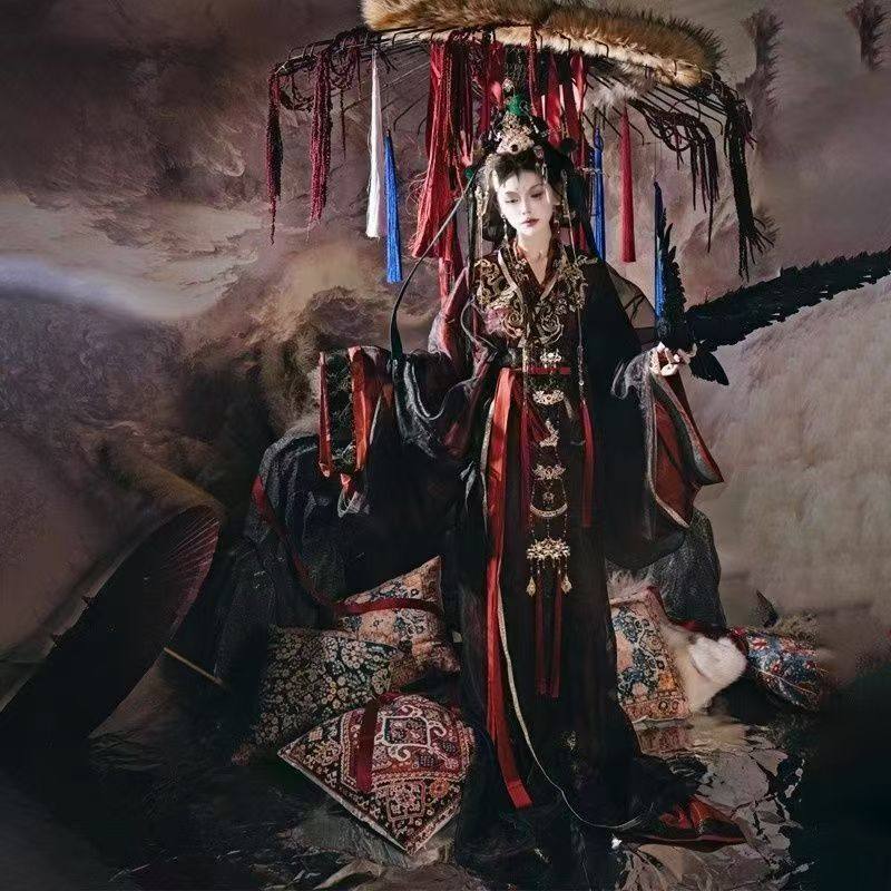 🔥古风穿越，你值得拥有！这款汉服黑红套装马山复原男女同款拖尾直大袖战国袍重工刺绣新款中式，真的好用吗？👑-工服-淘宝好物网