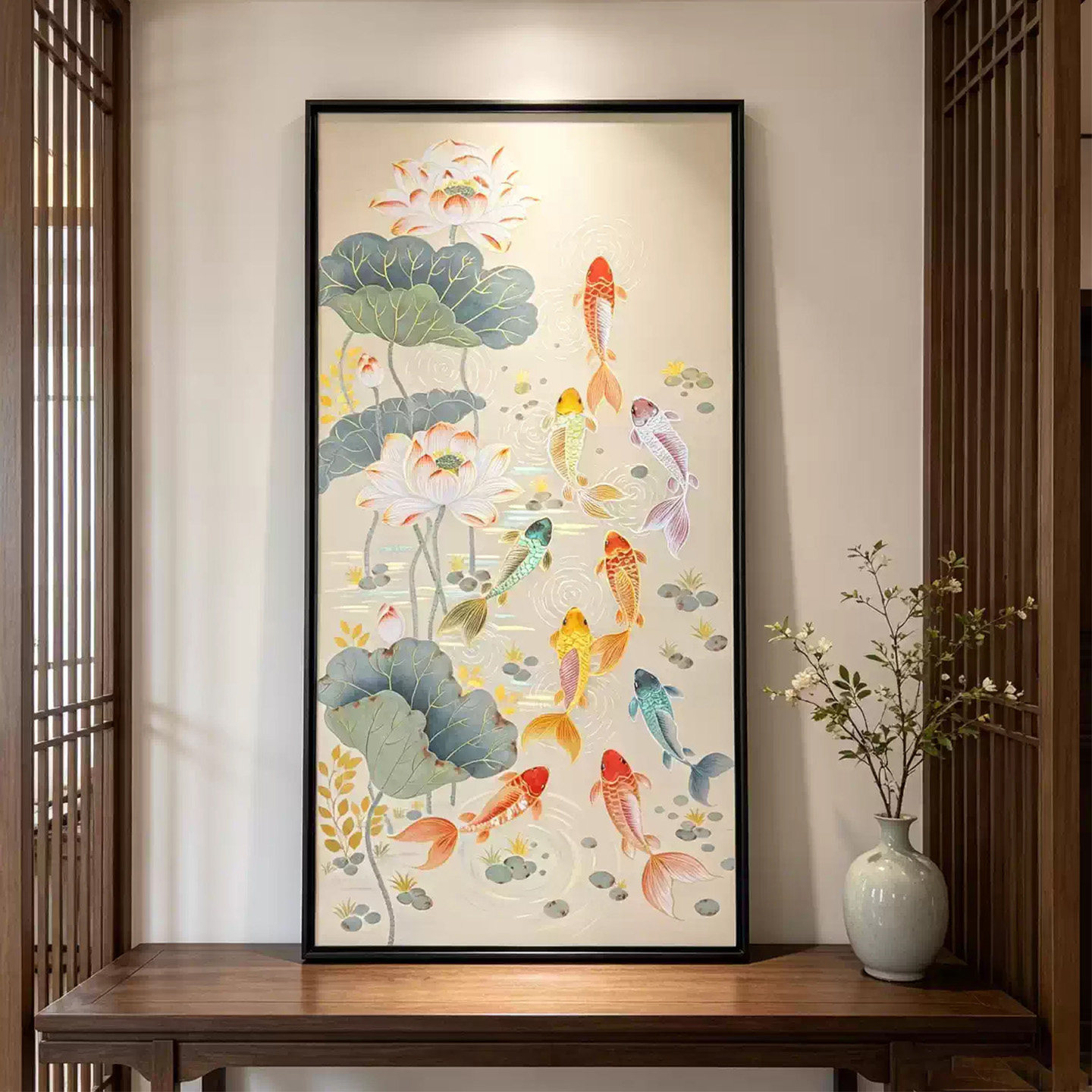 荷花九鲤图轴-荷花九鲤图轴促销价格、荷花九鲤图轴品牌- 淘宝