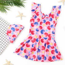 Childrens swimsuit female middle child one-piece skirt small cute baby princess sunscreen 2021 new foreign style swimsuit