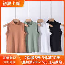 Autumn-winter bifacial duvet semi-high collar blouses with velvety thickened untraceless vests with bottom autumn clothes warm lingerie women
