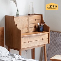 Two black wood made Ness dressing table Nordic solid wood makeup table blogger same cosmetics storage bedside table