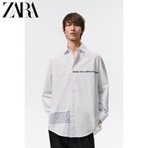 ZARA Autumn Winter New Mens loose profile side button stripe letter long sleeve shirt 06367517250