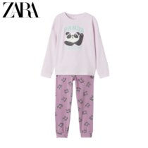 ZARA new childrens clothing girl panda pajamas set 08501723612