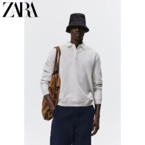 ZARA Men Splice Cotton Blend Long Sleeve POLO T-Shirt 00526320803