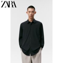 ZARA Autumn Winter New Mens high Stretch Slim long sleeve black shirt 07545400800