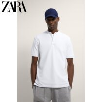 ZARA autumn new mens Pearl cloth Zhongshan collar white POLO T-shirt 09240417250