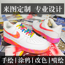 Personalized sneakers custom DIY graffiti af1 hand-painted shoes splash ink crime scene color change spray painting secondary color painting