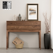  Solid wood entrance cabinet Simple aisle cabinet Foyer side cabinet Black walnut entrance table dining side cabinet Multi-function locker