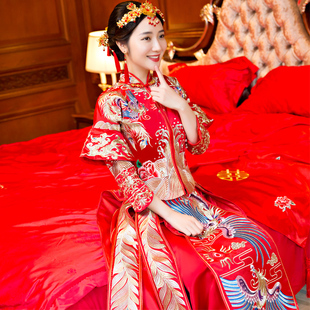 秀禾服新娘2017新款秋冬季结婚嫁衣礼服龙凤褂古装中式婚纱敬酒服