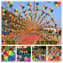 Windmill string wholesale outdoor decoration windmill kindergarten hanging decoration Real estate assembly plastic rainproof scenic windmill