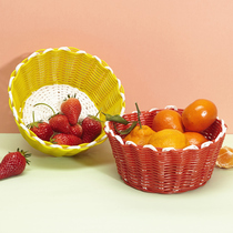 Fruit basket snack storage basket desktop rattan-like plastic woven frame vegetable basket small basket ins wind