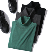 Autumn and winter high-end imported 16-pin high density fine wool blend mens casual slim-fit turtleneck sweater thin cardigan