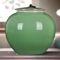 Jingdezhen ceramics new Chinese round Bean Green Tea storage jar candy jar living room home decoration ornaments
