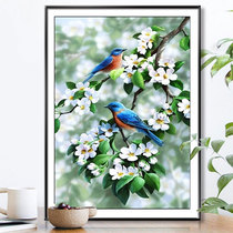 Bird flower fragrance cross stitch line embroidery 2021 living room new hand-made embroidery full embroidery porch vertical version full embroidery