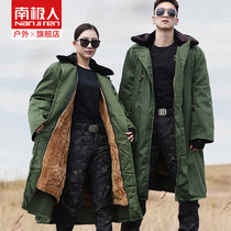 Antarctic people green army cotton coat women long thick security coat men cold storage winter