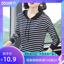 Womens Dress Paper-Like version 20 Autumn Fashion Loose Stripe with cap 169T shirt Long sleeves jacket 1: 1 Woman Clothing Cut Drawings