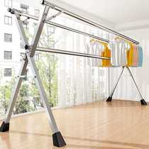 Drying rack floor-to-ceiling folding indoor household balcony outdoor stainless steel bedroom cool telescopic rod drying quilt artifact