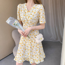 Net red maternity dress summer Chiffon dress small fashion short-sleeved floral dress medium-long summer skirt