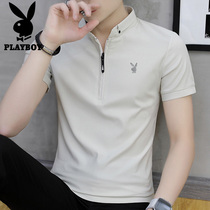 Playboy short-sleeved t-shirt mens trendy brand summer mens top clothes loose T-shirt trend handsome half-sleeved men