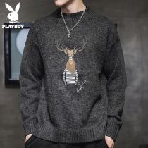 Playboy winter sweater mens velvet thickened trend long-sleeved line coat jacket autumn and winter base sweater men