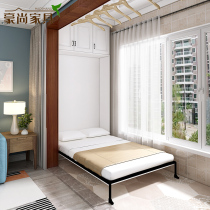 Invisible bed Wardrobe All-in-one multi-function wall rotating positive rollover folding bed Living room balcony rollover bed hardware