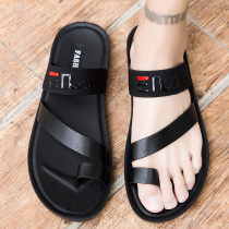 Herringbone towing mens slippers male tide anti-slip outdoor beach shoes Vietnamese leather sandals mens summer sandals mens summer outwear