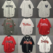 European and American hiphop shirt T-shirt Harajuku street number BF hip hop style loose jersey baseball cardigan short sleeve men