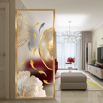 Modern art glass screen living room partition wall decoration light luxury nine fish picture transparent frosted simple household entrance