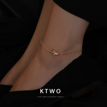 Small crowd design sense Europe and the United States luxury retro K gold shell butterfly anklet female ins tide net red temperament cold wind