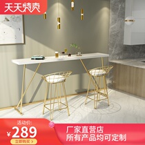 Nordic bar table home simple modern solid wood bar table iron table and chair combination tall long narrow bar