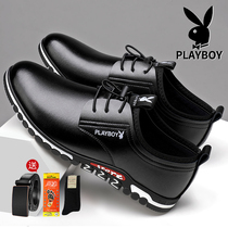 Playboy mens shoes spring business formal casual leather shoes mens inner height-increasing breathable all-match trend leather shoes