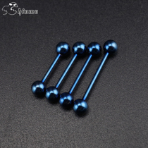 shinma dark blue vacuum plating 316L titanium steel tongue tongue ring European and American trend punk simple puncture jewelry