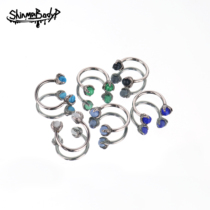 Shinma Titanium Steel Claw carved with cat eyestone retro fine lip ring nose piercing in the earring ring nose