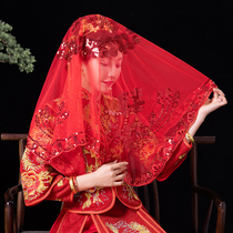 Red hijab Wedding Bride wedding wedding Chinese wedding Xiuhe summer with cover red wedding translucent veil