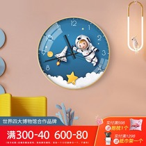 Nordic style travel space astronaut clock childrens room wall clock personality creative bedroom mute electronic clock