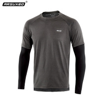 Aspeedo sports T-shirt long sleeve male speed dry breathable running riding fitness training to wear short sleeve blouses two pieces