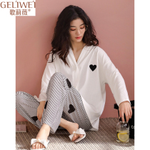 2022 New Sleepwear Womens Spring Autumn Style Pure Cotton Long Sleeve White Cardiovert Fashion House Conserved Spring Summer Big Code Suit