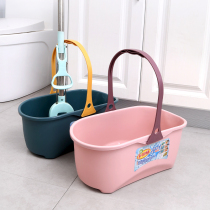 Nordic wind wash mop bucket Rectangular household bucket Squeeze bucket Glue cotton sponge mop bucket Mop floor shabu-shabu cleaning bucket