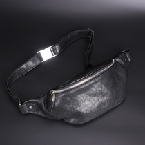 Chest bag male leather head layer sheepskin running leisure sports mobile phone running bag Korean new outdoor shoulder shoulder bag