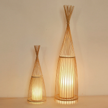 Japanese floor lamp vertical bamboo weaving ancient style homestay Decoration lamp tatami meditation living room bedroom New Chinese floor lamp