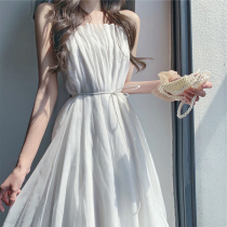  majewuyu French design sense niche white sundress womens summer new small seaside holiday dress