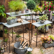 Juhan wrought iron flower stand flower table three-layer combination console retro old decoration ZAKKA grocery garden