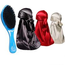 ForceWave 4 Pieces Silky Durags and Brush Pack for Men Waves