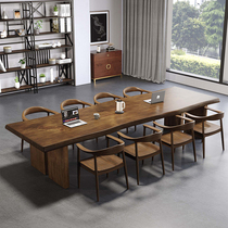 Office Meeting Table Long Table Brief Modern Strip Solid Wood Large Plate Table Simple Staff Negotiate Table And Chairs Combination