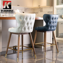 Bar chair Nordic high stool bar backrest chair designer light luxury bar stool Net red bar chair solid wood stool