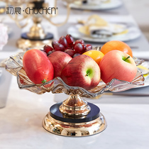 Light luxury fruit plate European living room coffee table ornaments home luxury high-end tray American crystal glass fruit plate