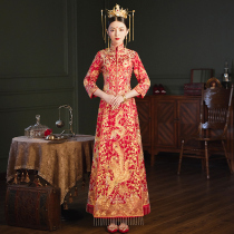Dragon Phoenix coat 2021 New Bride wedding Chinese wedding dress gown small man toast straight tube show clothes