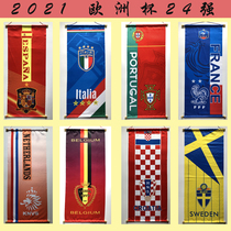 Football European Cup top 24 sports color bar wall ceiling theme decoration French German long hanging flag poster