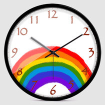 Crazy kitten creative personality cartoon rainbow wall clock silent quartz clock clock living room art fashion bedroom wall watch
