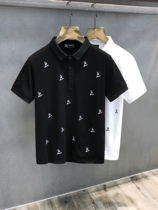 Summer short-sleeved polo shirt mens loose trend brand Hong Kong style Japanese solid color casual half-sleeve mens lapel t-shirt